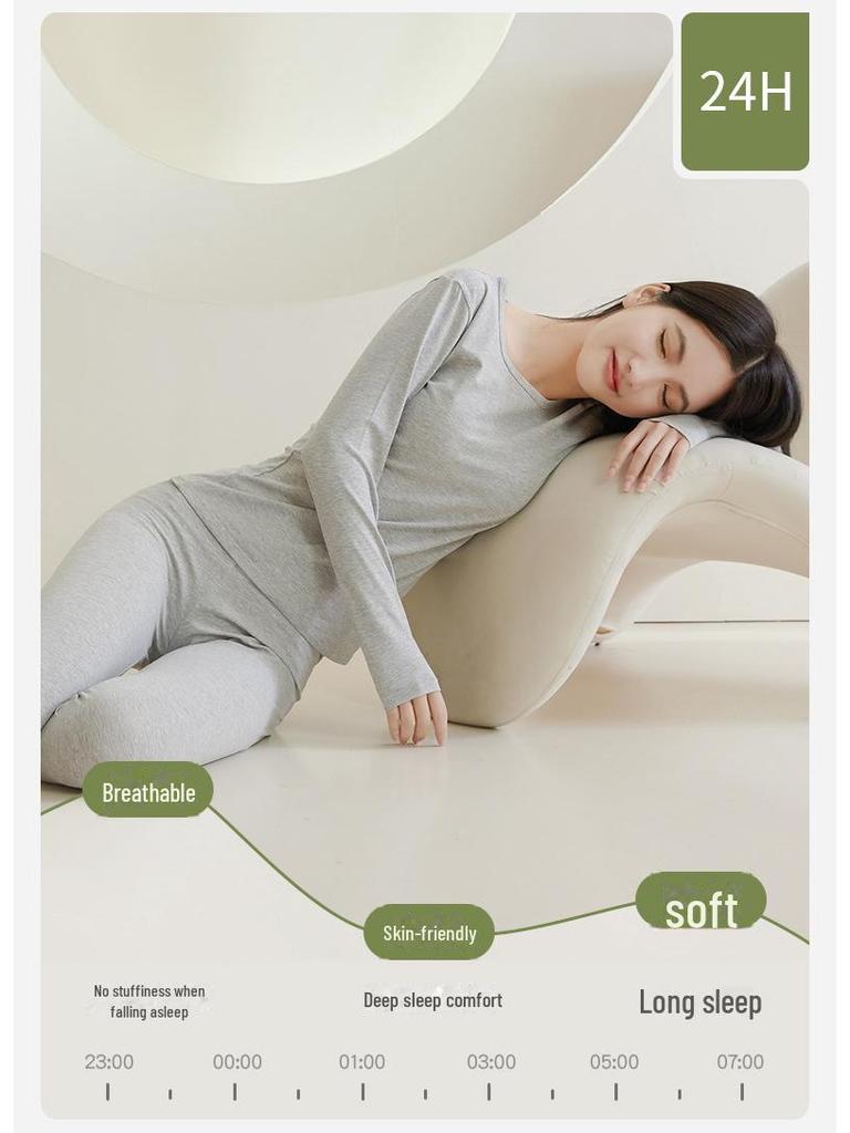 Женский комплект термобелья из чистого хлопка с антибактериальным эффектом 7А класса на осень