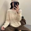 Sweater for Women Autumn Winter Thickened Warm Knitted Stretchy Lace-Up Solid Color Long Sleeve Oversize Tops