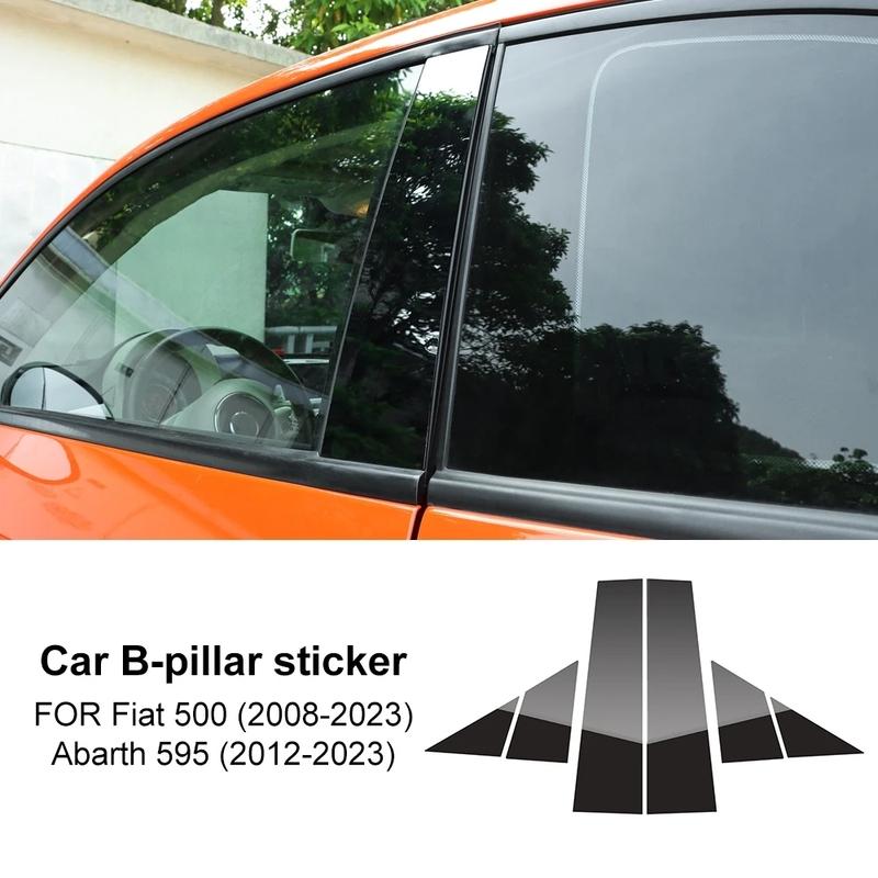 Glossy Black B Pillars Trim Sticker For Fiat 500 Abarth 595 2012-2016 2017 2018 Protect Accessories