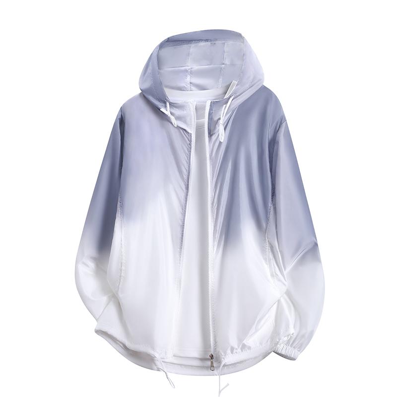 Свободная подростковая куртка с капюшоном для пар, градиентного цвета, для занятий спортом на открытом воздухе