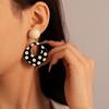 Square Acrylic Scarf For Women With Retro Black And White Polka Dot Geometric Fashion Details