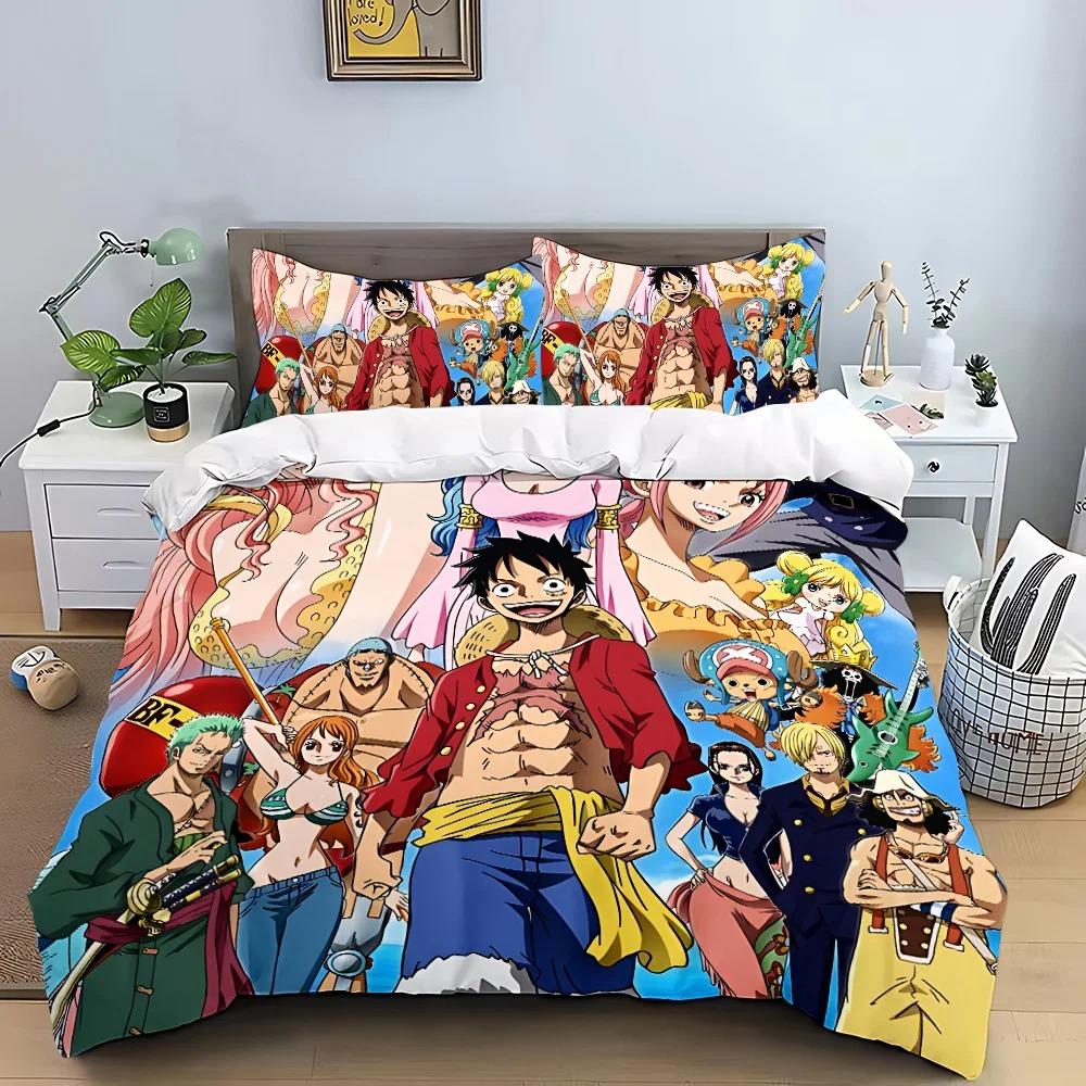 Постельное белье One Piece Luffy, наволочка, домашний комплект пододеяльника 2/3 шт., аниме, мальчик, украшение спальни, подарок для мальчика