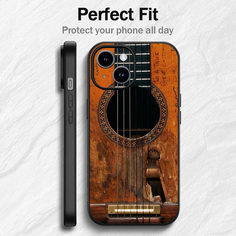 Классическая музыкальная гитара Чехол для телефона Для iPhone 17 16 15 14 13 12 PRO MAX PLUS Mini ТПУ Мягкий к коже Чехол