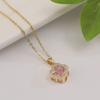 Pink Zircon Four-Leaf Clover Titanium Necklace - Fashionable & Durable Women's Pendant