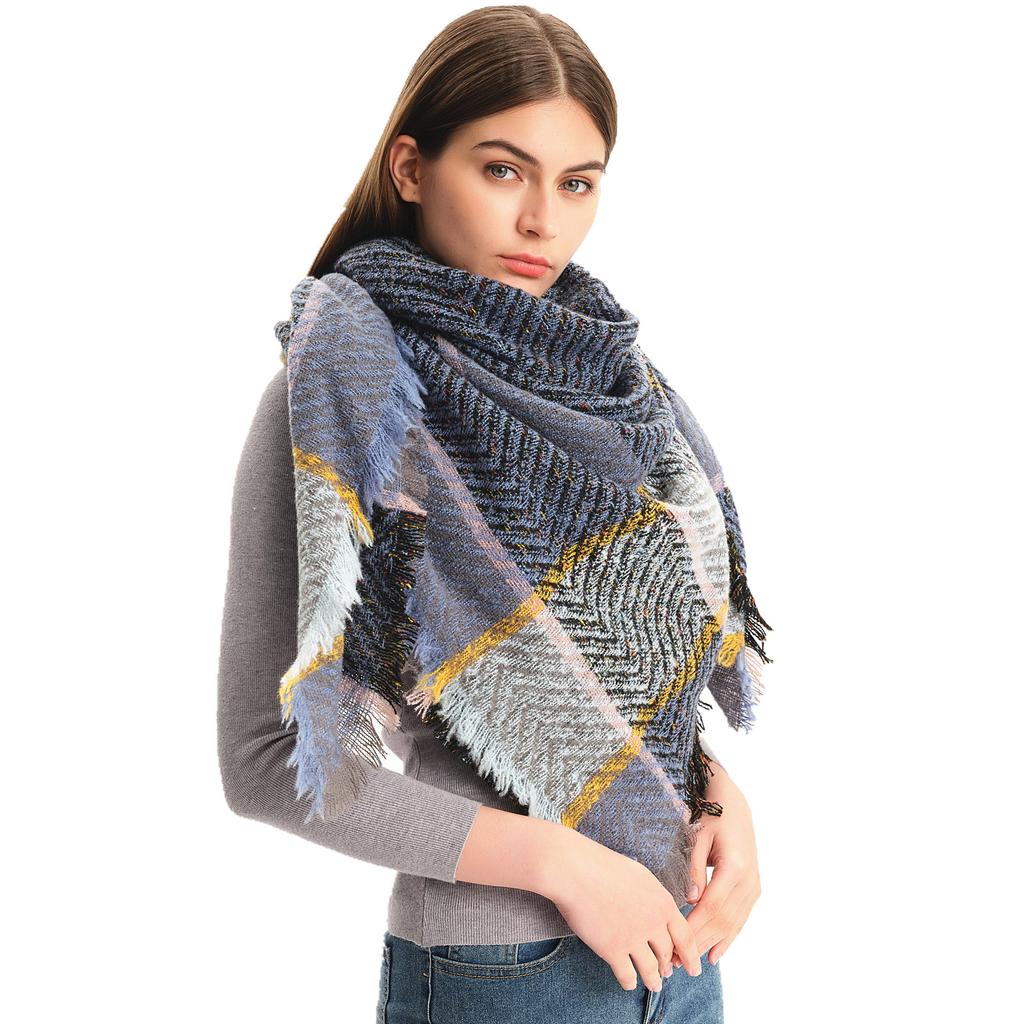 Women's Shawl New Scarf Autumn and Winter Large Plaid Triangle Scarf