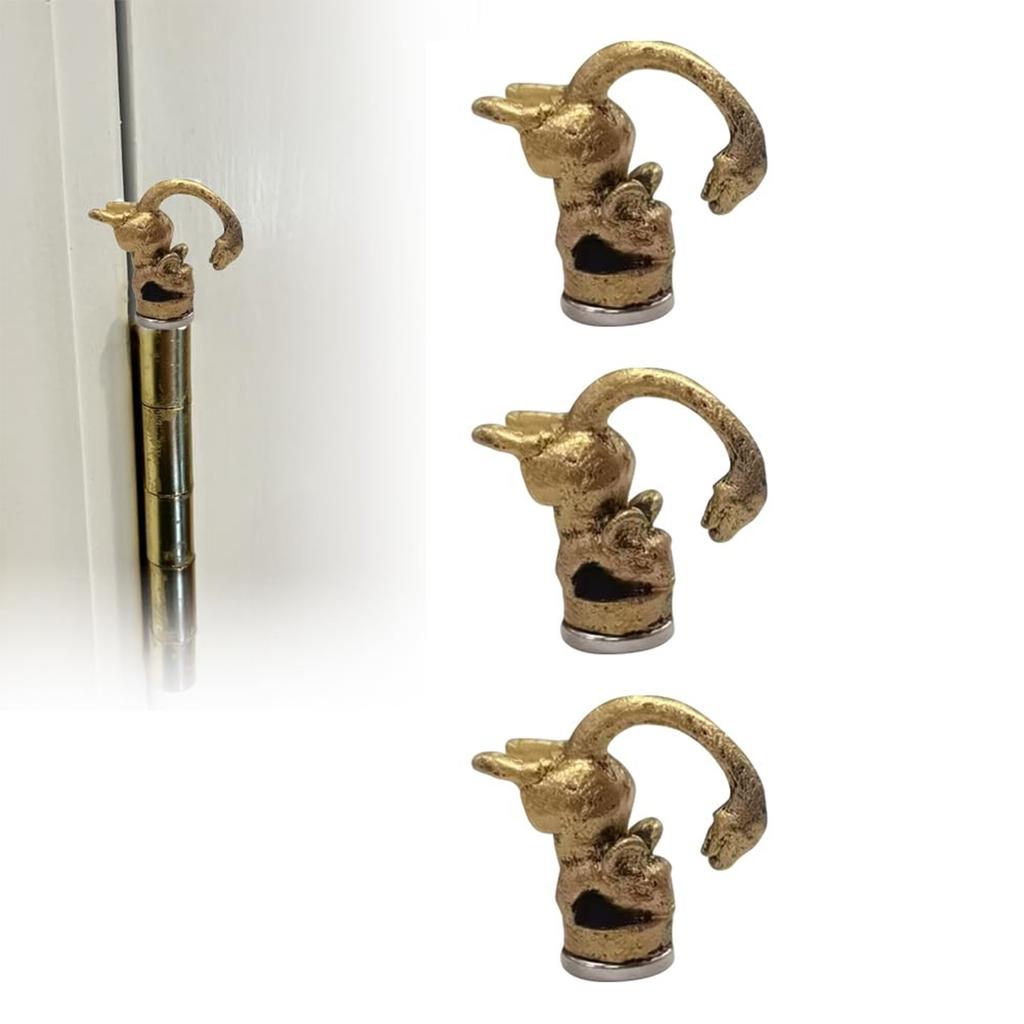 Головка петли для украшения домаВинтажные головки дверных петель в виде животных Декоративный набор из 3 бронзовых головок петли для животных Магнитная дверная петля
