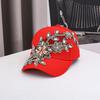 Handmade diamond-encrusted baseball cap Heavy industry gold silk flower hat Fashion light luxury rhinestone cap Spot