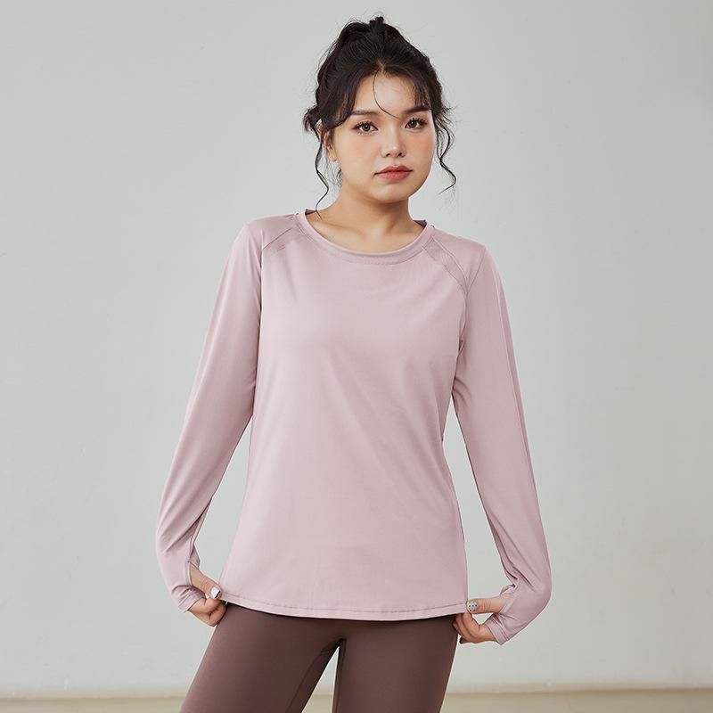 Женская футболка с длинными рукавами из дышащего материала для йоги и бега - фитнес-топ весна/осень