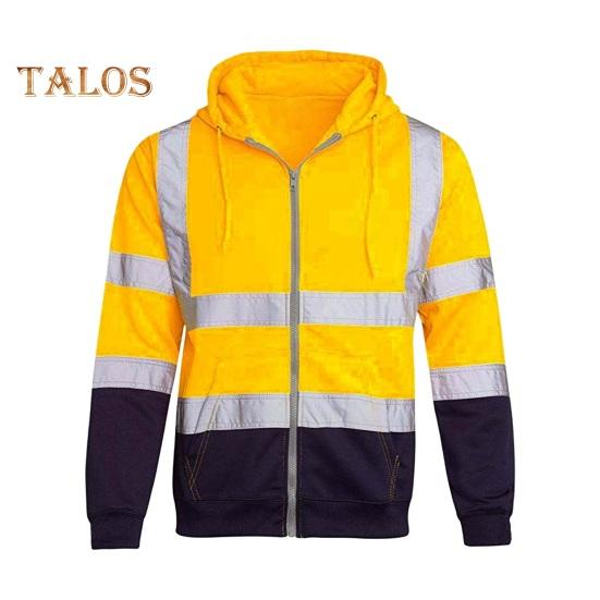 Светоотражающая защитная толстовка с капюшоном, светоотражающие зоны на 360 градусов, высокая видимость, быстросохнущая, с длинными рукавами, ночное пальто для строителей на открытом воздухе ночью