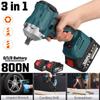 800N.M Brushless Cordless Rechargeable Electric Impact Wrench 1/2 Inch Wrench Compatible for Makita Battery