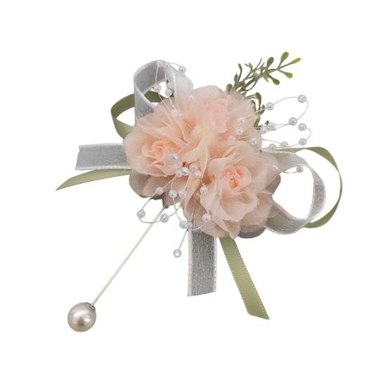 Свадебный браслет в лесном стиле с цветочным бантом из искусственного перала с кисточкой на груди поддельный цветочный декор на запястье