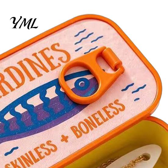 Compact Jewelry Travel Box Case with Fishbone Storage Bracket, Portable Sardine Tin Lightweight for Box, Container And Commuting Fun Design Organizer