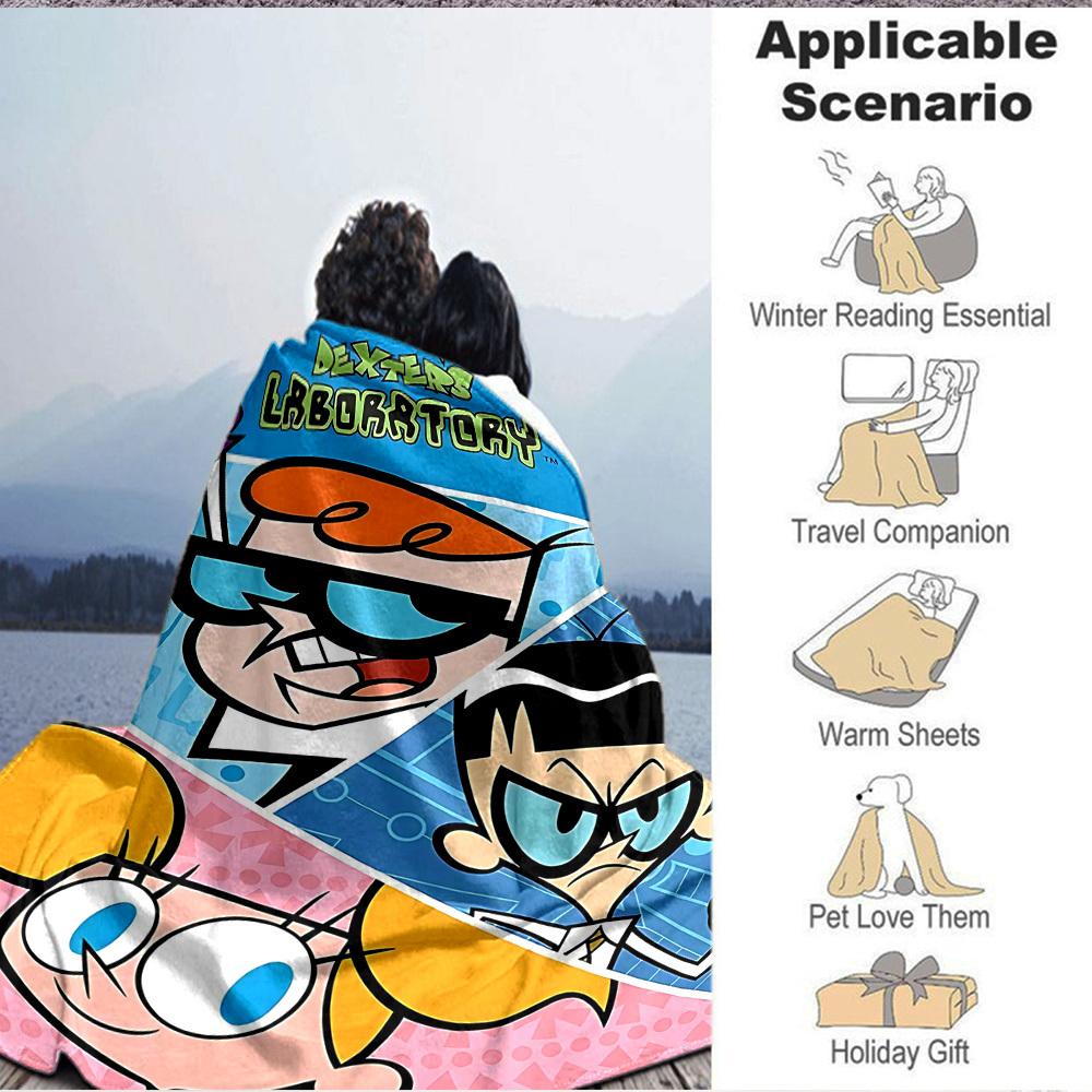 1pc Dexter's Laboratory Cozy Print Blanket - Lightweight Warm Flannel Throw Blanket For Sofa, Bed, Living Room, Office75