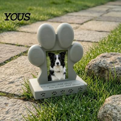 Водонепроницаемый памятный знак для собаки и кошки, 3D-печатный надгробие для питомца с держателем для фоторамки, Устойчивый к погодным условиям, Персонализированный надгробный знак для захоронения, Камень