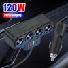 7in1 Cigarette Adapter Charger 12V/24V 4-Socket Car Cigarette Lighter Adapter 120W 3.1A USB+QC3.0+PD3.1A Car Charger Accessories