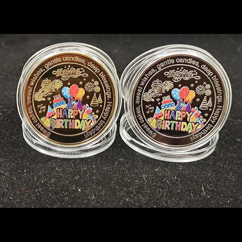 1 шт. цветная памятная монета с днем рождения, креативный подарок на торт, золотая монета, серебряная монета, забавная изысканная медаль на удачу, подарок