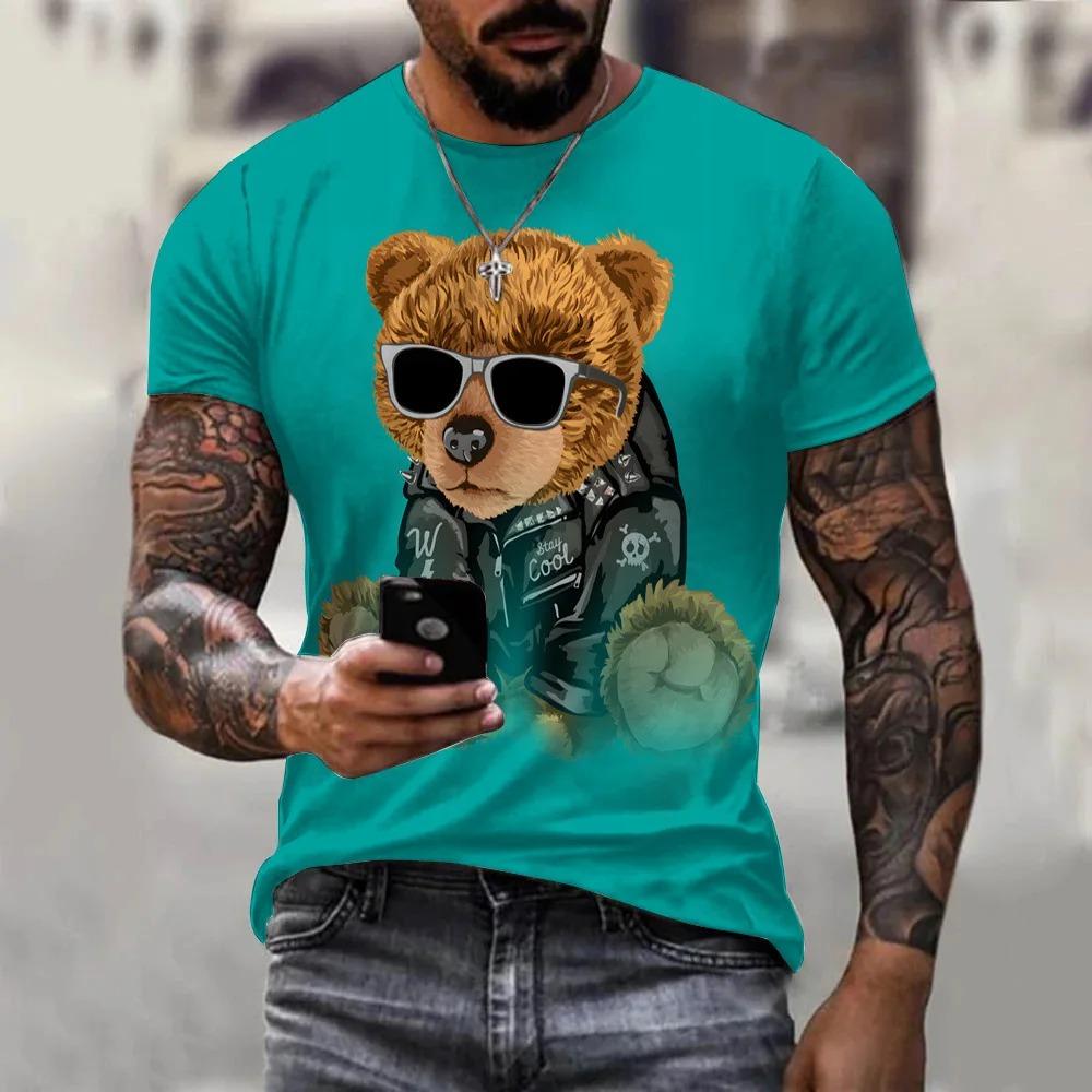 Мужская футболка с забавным принтом животных в стиле хип-хоп, большой уличный пуловер с короткими рукавами в стиле Харадзюку, летние повседневные топы 6XL