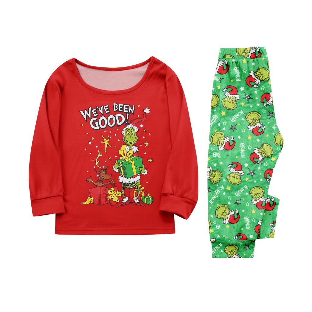 Christmas Print Cute Family Set Pajamas, Home Clothes, Family Set Long Sleeve Top Pants Set