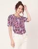 Moomaya Printed Viscose Summer Top For Women, Round Neck Short Sleeves Casual Top