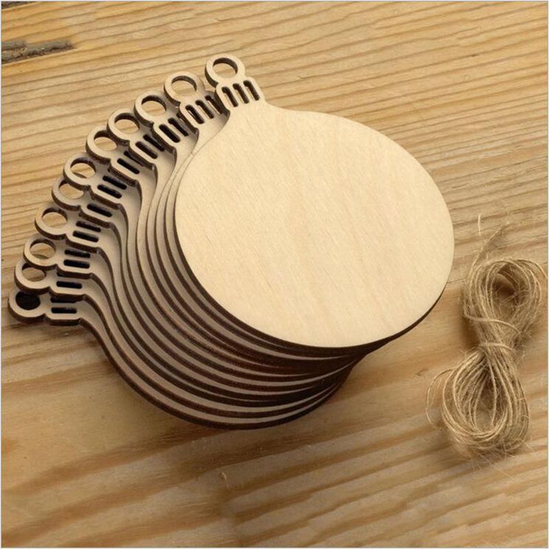 10pcs/pack Christmas DIY Wooden Pendants Tree Snowman Star Snowflake Ornaments Decorations for Christmas Xmas Tree Ornaments