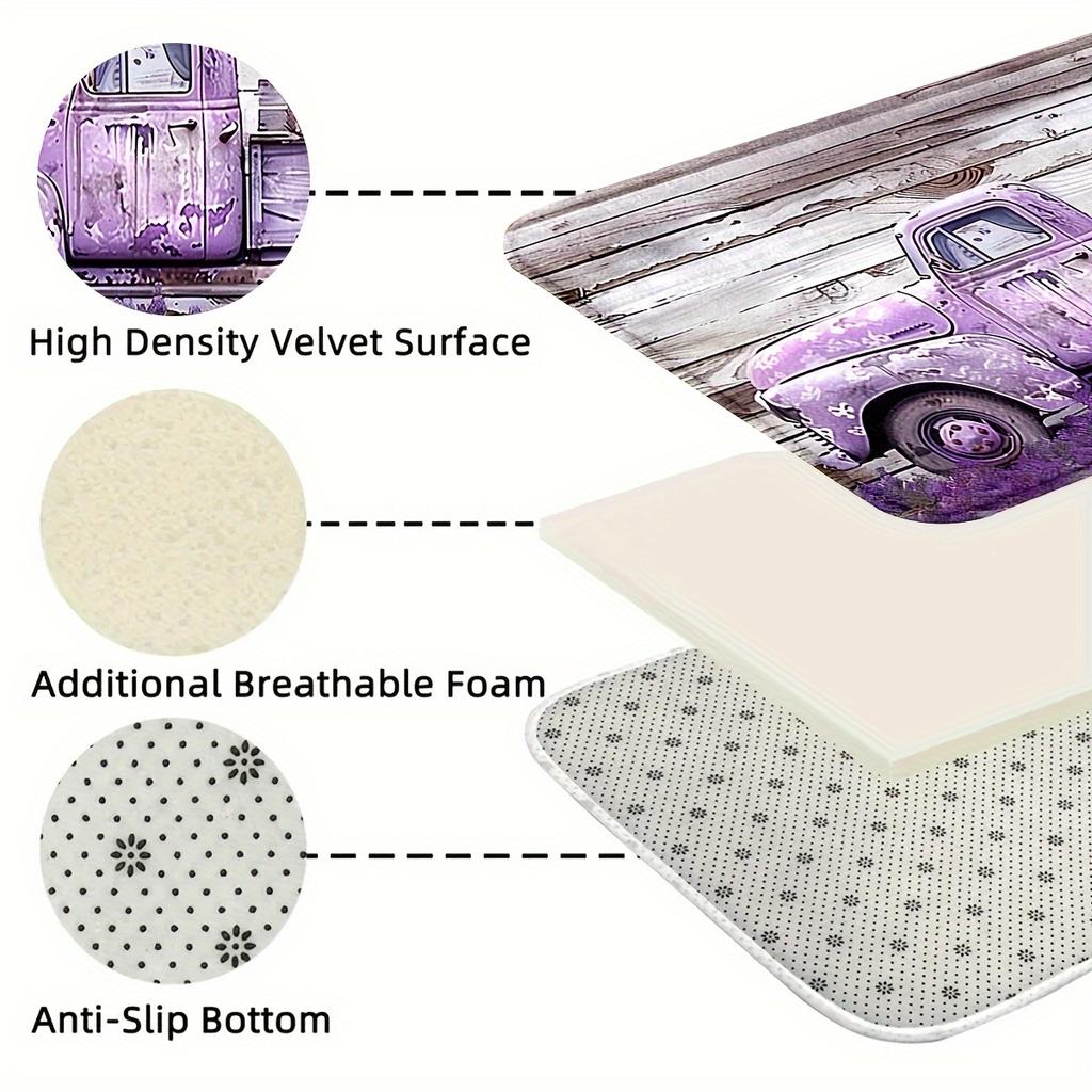 1Pcs Anti Fatigue Kitchen Rugs, Purple Dwarf Car Print Waterproof Non-Slip Thick Cushioned Kitchen Mat Heavy Duty Comfort Standing Mat for Kitchen