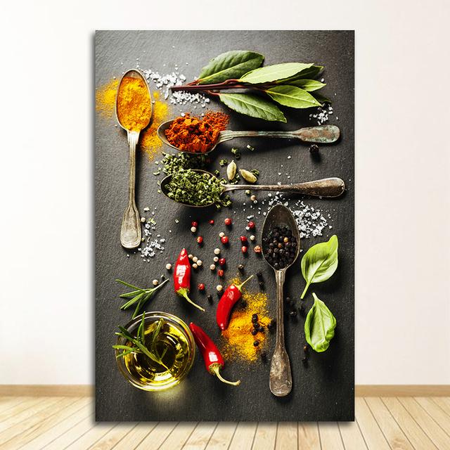 Пищевые зерна, специи, постеры и принты, настенные художественные картины для гостиной, приправы, перец, украшение для кухни, холст, картины