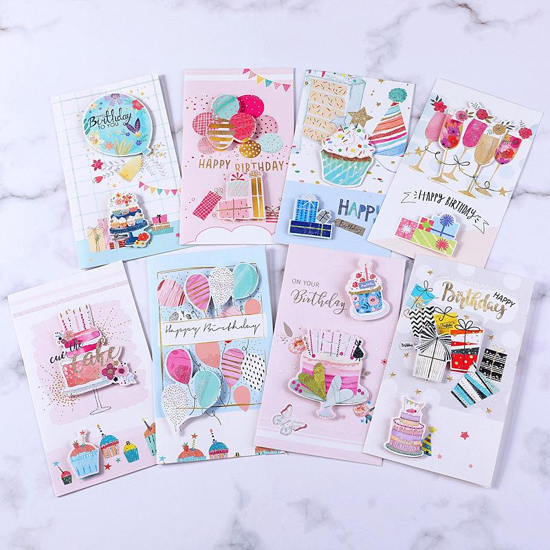 8PCS 3D Greeting Cards with Envelopes - Birthday/Christmas/Blessings Multifunctional Festive Cards