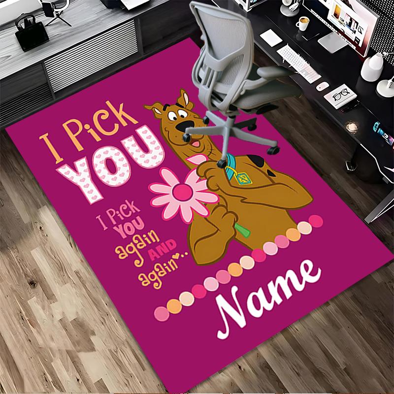 Custom Name Scooby Love Living Room Non-Slip Area Rug Soft Carpet for Bedroom Kids Playroom Sofa Office Home Decor Doormat