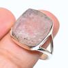 Natural Morganite Rough Gemstone 925 Solid Sterling Silver Jewelry Ring S.9 Z6L88