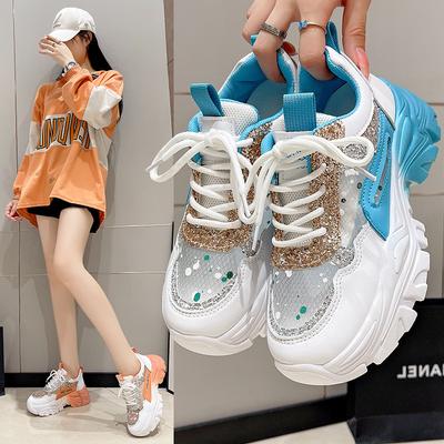 Новые кеды летнего сезона, повседневные, на толстой подошве, износостойкие, сетчатые, цветные, студенческие, папины кроссовки, колледжский стиль