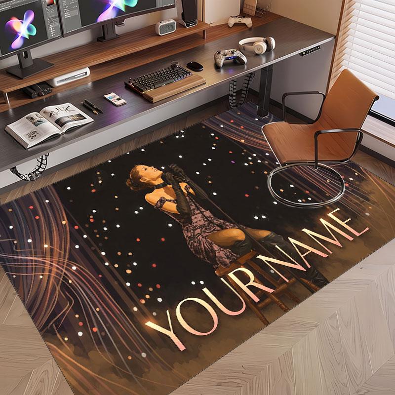Custom Name Crystal Velvet Rug,Ariana Grande Comfortable Anti Slip Floor Mat For Room Decoration