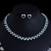 CMM High Quality Royal Blue Cubic Zirconia Banquet Heart Shape Earrings Necklace Set