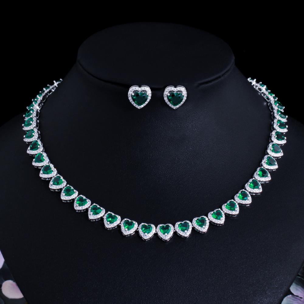 CMM Высокое качество королевский синий кубический цирконий банкетный комплект серег в форме сердца