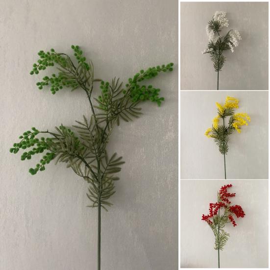 Artificial Golden Wattle Realistic Fake Acacia Flower Stem Home Office Wedding Party Indoor Outdoor Faux Bloom Centerpiece Decoration