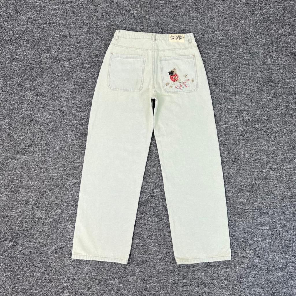 Американский Ретро Харадзюку Цветочная Вышивка Мешковатые Джинсы Мужские Уличный Стиль Модный Стритвир Y2K Повседневные Прямые Брюки