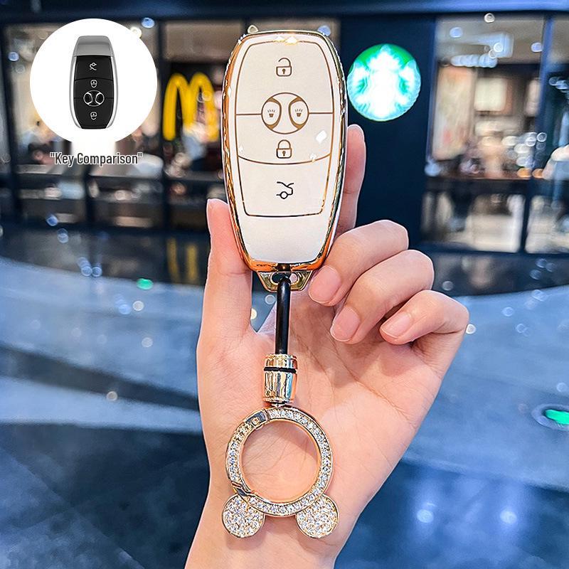 BAIC EX3 Electric Vehicle Key Fob Protective Case with Buckle Bag - Full Coverage for R600 Model