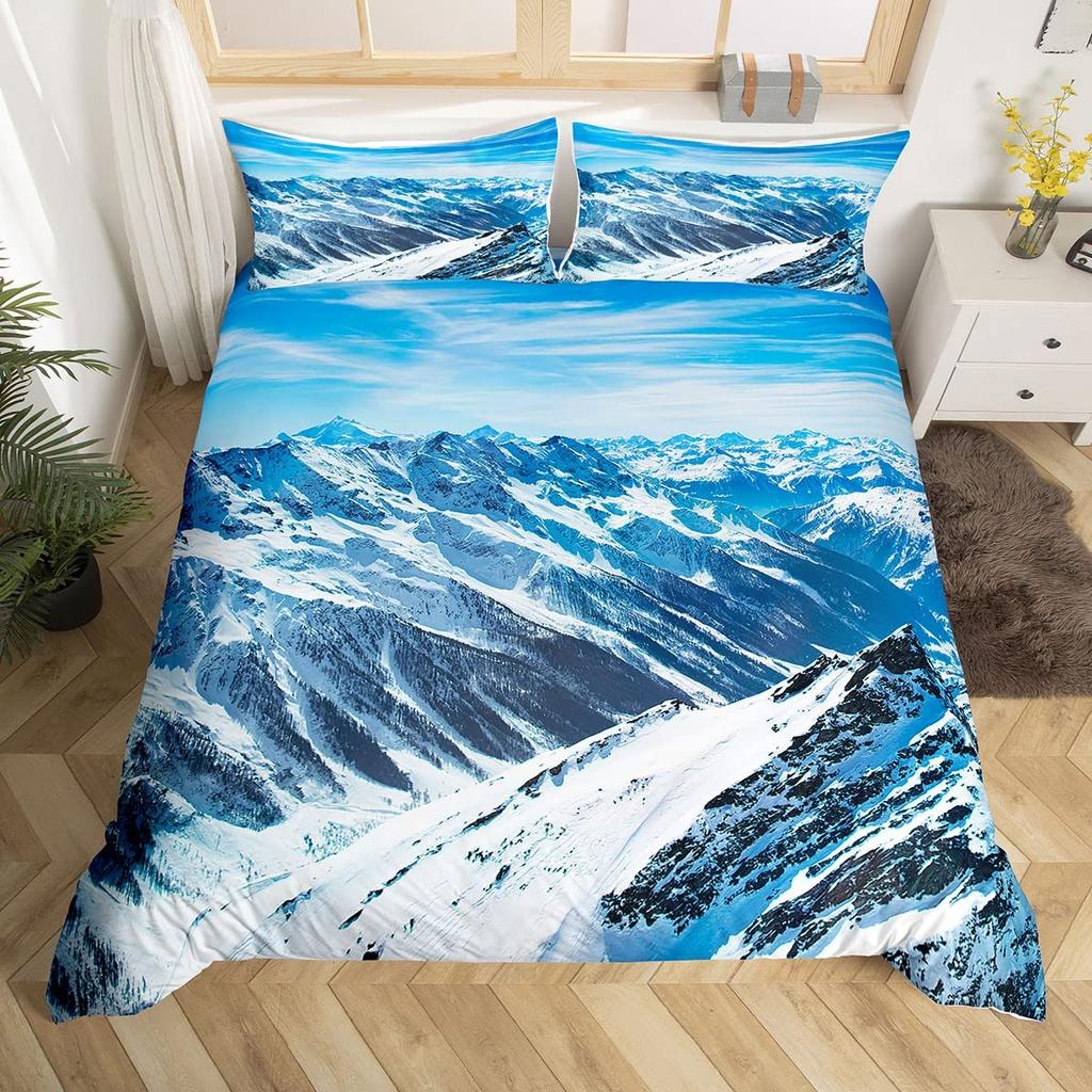 Комплект пододеяльника Snow Mountain Iceberg Sunrise Sunset Постельное белье Микрофибра Зима Природный пейзаж Пододеяльник Односпальный Кинг-сайз