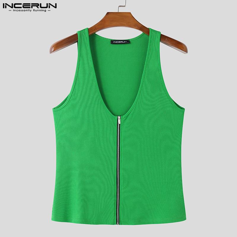 INCERUN Мужская летняя повседневная домашняя одежда с глубоким V-образным вырезом без рукавов, майки, футболки