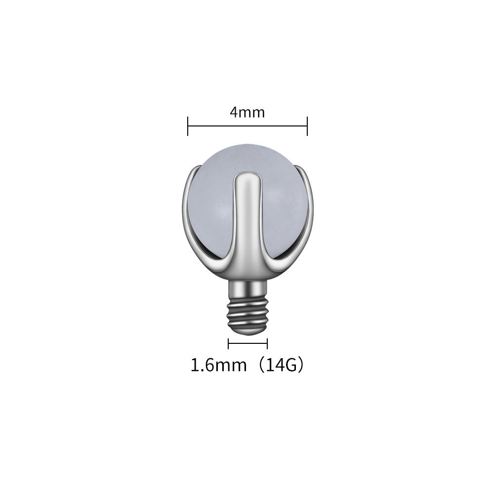 Right Grand ASTM F136 Titanium Internally Threaded Natural Stone Top for 14G 16G Labret Lip Stud Nipple Piercing Body Jewelry