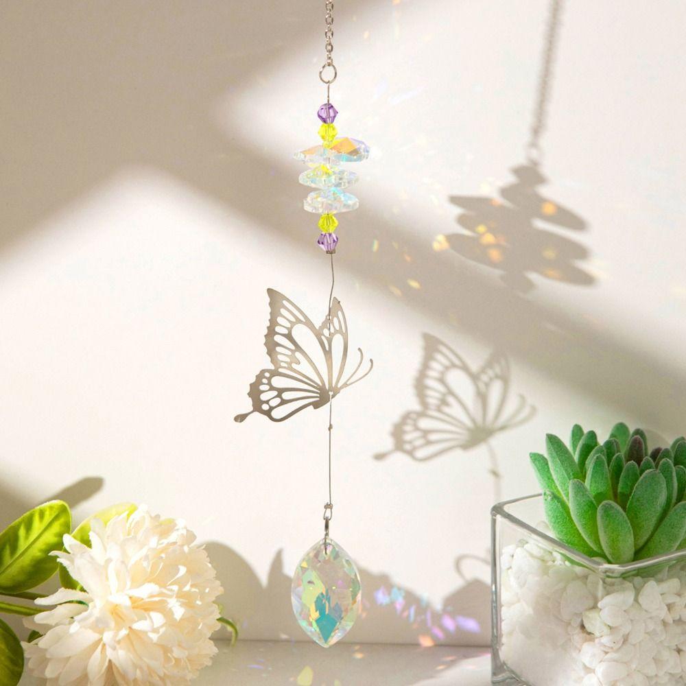 7Pcs Coloured Crystal Suncatcher Hanging Light Collection Pendant Wind Chime Landscape