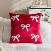 Наволочка декоративная бархатистая мягкая с узором в виде бантиков разных размеров чехол для подушки диван спальня
