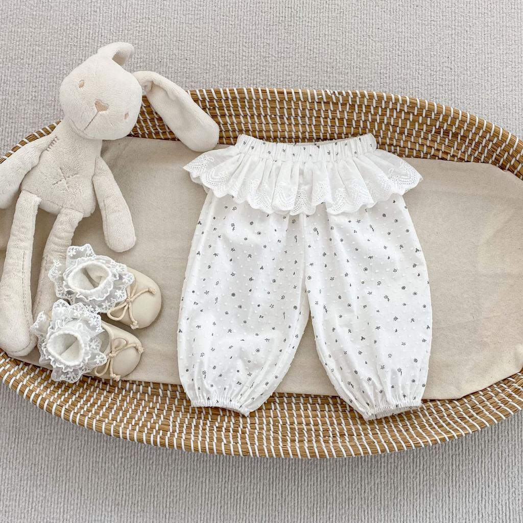 Girls Summer Floral Mosquito-Repellent Lightweight Bloomers with Ruffled Cuffs