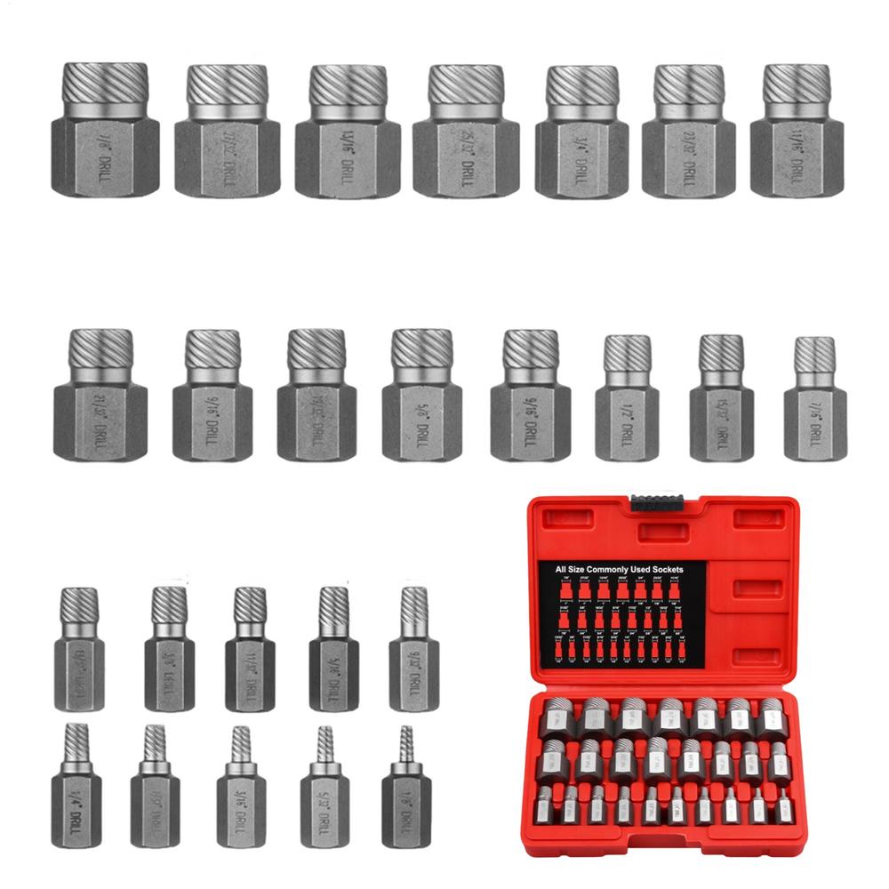 Bolt Extractor Socket Set Easy Out Metal Heavy Duty Hand Tools 25-Piece Bolt Extractor Socket Set For Damaged Stripped Broken