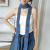Women Long Scarf Retro Style Striped Color Block Thickened Imitation Mink Fur Warm Thin Scarf Fashion Accessory