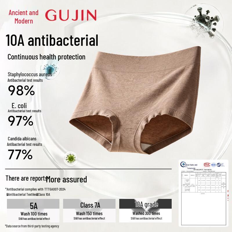 GUJIN Women's Seamless Mid-High Waist Cotton Briefs 3-Pack