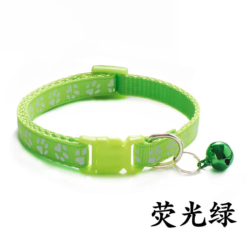 Ошейник Collier Pour Chiot для кошек, ошейник для кошек с колокольчиком, милый принт с лапками, регулируемый ремешок из нейлоновой ленты для котят