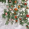 6 футов Искусственная Гирлянда из Лозы Роз Искусственные Подвесные Растения Плющ с Розами Гибкая Цветочная Гирлянда Декор для Свадьбы Дома Вечеринки Сада Комнаты Настенный Декор