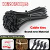 100/200/500pcs Self-locking Nylon Cable Ties Adjustable Zip Ties Reusable Fastening Rings Industrial Fixing Ties for Home Offices
