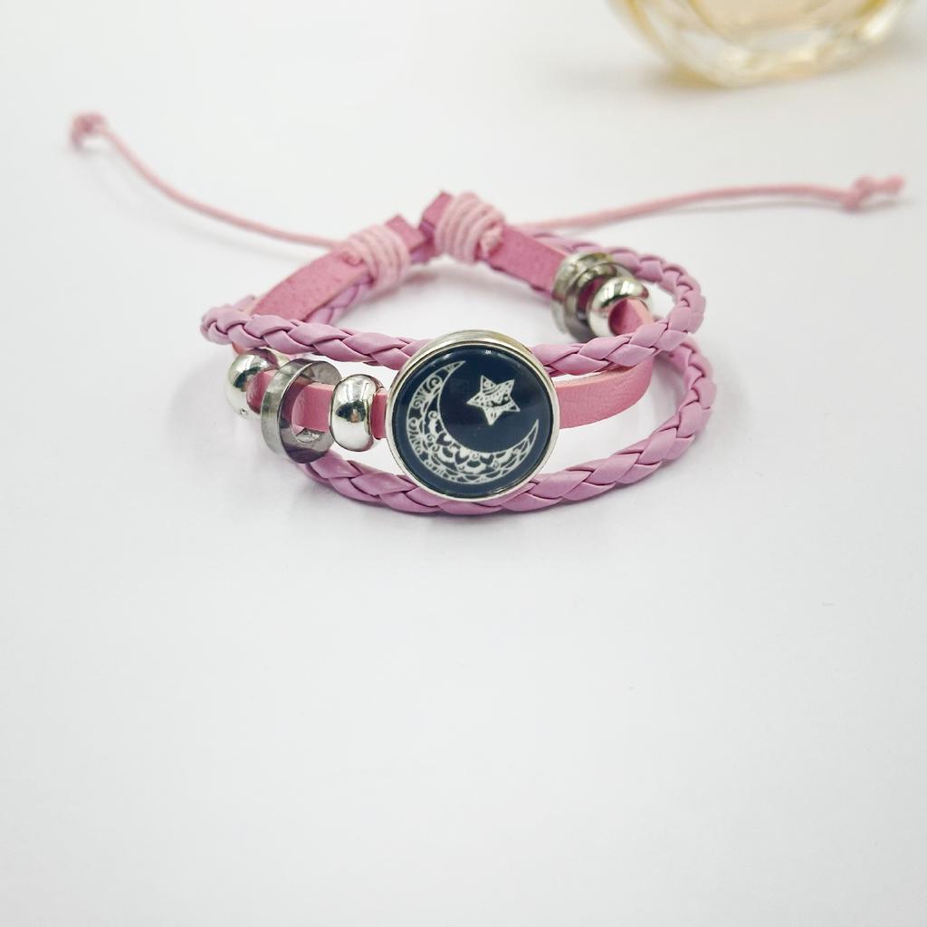 1шт Sun Moon Lovers Time Gem браслет унисекс ретро ручной работы многослойный плетеный кожаный браслет с бусинами