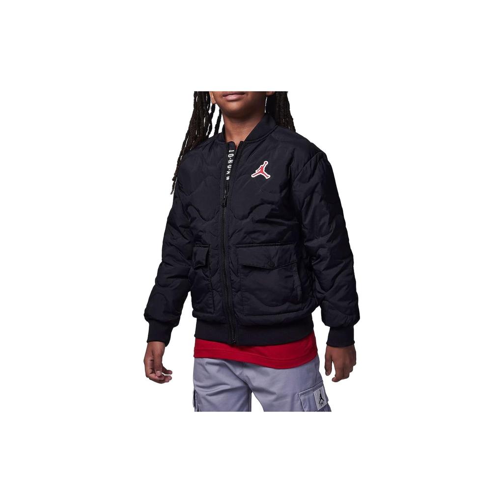 Jordan Kids Casual Quilted Down Jacket With Letter Embroidery Kids Outerwear Black FZ6538-010